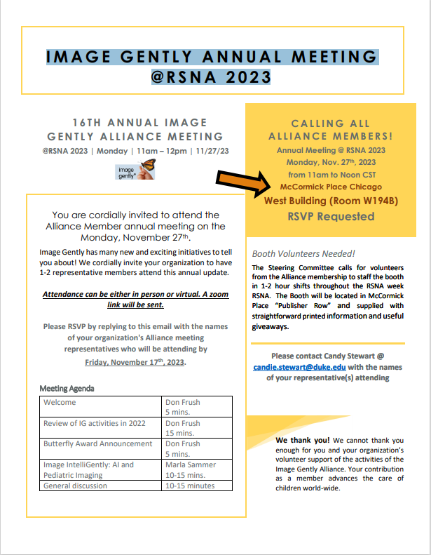 Reminder... Annual Meeting at #RSNA23 Monday, Nov 27 at 11:00 CST. Please join us, either in person or via Zoom Link: ow.ly/fETB50Qblu2