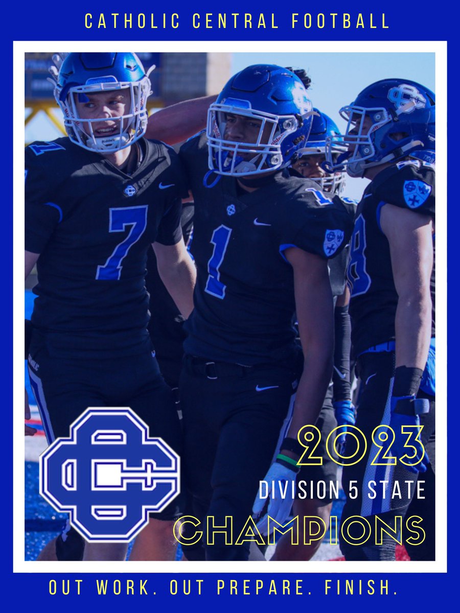 GRCC_CougarsFB's tweet photo. Final from Ford Field:

Catholic Central 21
Corunna 7

It’s a GREAT day to be a Cougar!

The Cougars are D5 State Champions once again! 

@FOX17Blitz @TheD_Zone @WOODTV @13OYSL @MichFBFrenzy https://t.co/1ZiPlGixOd