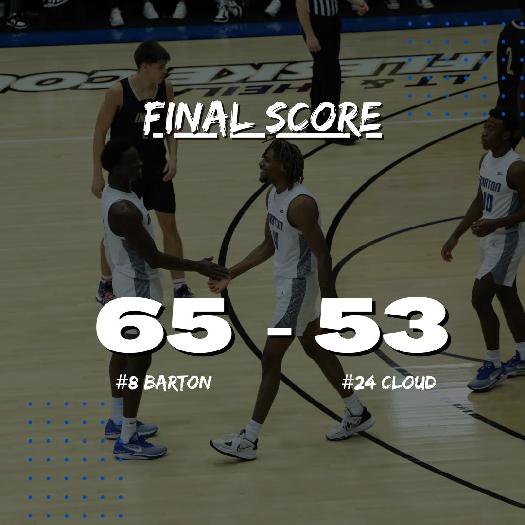 BartonHoops's tweet photo. Road Dub. 

🔹 Lajae Jones - 25pts, 15reb 
🔹 Brent Moss - 9pts, 6reb
🔹 Ring Malith - 9pts, 4reb 
🔹 Myles Thompson - 8pts, 5reb 

#GoBarton #RollCougs 🐾 https://t.co/Xb26jHi9ma