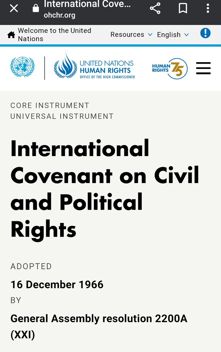 CCMAllThePeople's tweet photo. Treaty for every member of the human family! #ICCPR
6.1 "Every human being has the inherent right to life. This right shall be protected by law. No one shall be arbitrarily deprived of his life." NO 1 IS ABOVE THE LAW!
#HumanRights #TrendingNow #honorthetreaties #toolsforchange https://t.co/lJDwSAWidx