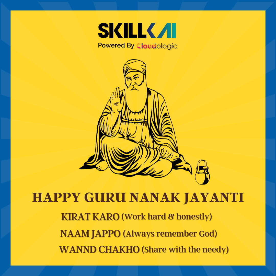 Skillkai's tweet photo. Remembering the wise teachings of Guru Nanak Dev ji on his birthday, SkillKai wishes everyone a very Happy Guru Nanak Jayanti. Let's collectively embrace the wisdom of his words, incorporating them as a guide to enrich our lives.

#gurunanakjayanti #happygurpurab #wisdom #festive https://t.co/ABoODNQ5Gi