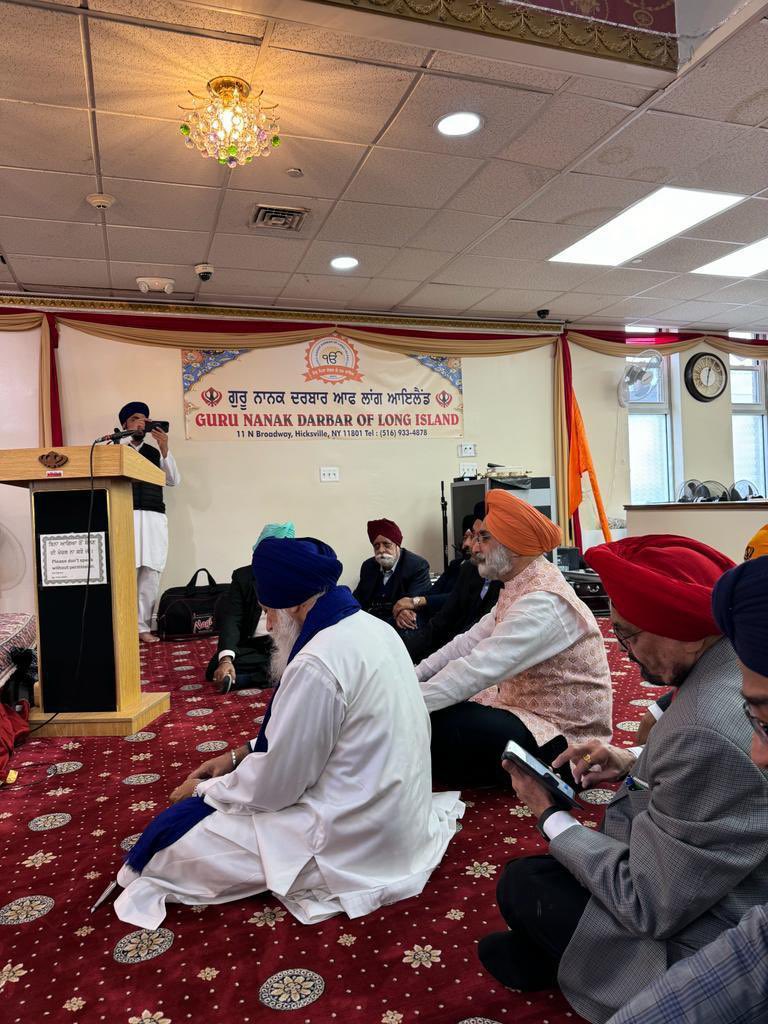 SandhuTaranjitS's tweet photo. Privileged to join the local Sangat, including from Afghanistan, at Guru Nanak Darbar of Long Island in celebrating Gurpurab- listened to Kirtan, spoke about Guru Nanak’s everlasting message of togetherness, unity, &amp; equality, partook langar, and sought blessings for all. https://t.co/i45M2TuSdf