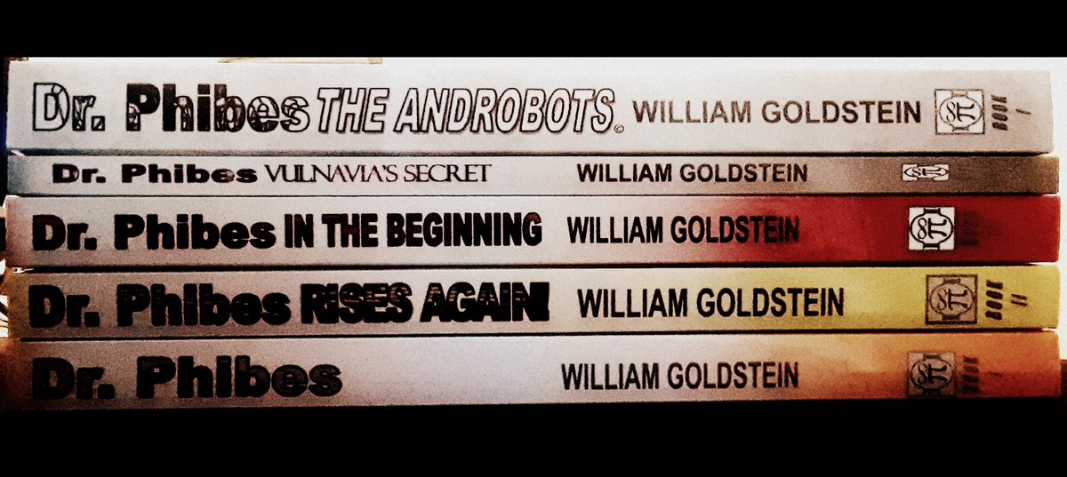 PhibesForever's tweet image. Are you ready for the #DrPhibesSeriesBooks by William Goldstein, creator of the Dr. Phibes character and co-writer of #TheAbomnableDrPhibes movie. #DrPhibesTheAndrobots #DrPhibes #DrPhibesRisesAgain #DrPhibesInTheBeginning #DrPhibesVulnaviasSecret