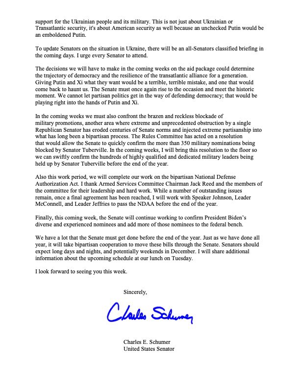 The Rules Committee acted on a resolution that would allow the Senate to quickly confirm the more than 350 military nominations being blocked by Sen. Tuberville. I will bring it to the floor so we can swiftly confirm these highly qualified and dedicated military leaders.