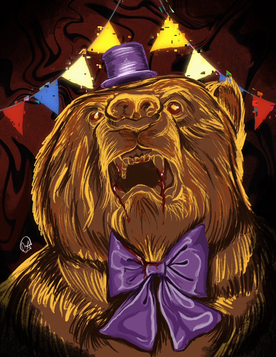 Paadparadscha's tweet photo. A big kiss ๐งธ #fnaf #fnaffanart #fredbear #thebiteof83 #freddy #Fivenightsatfreddys https://t.co/EaNwhl55IG