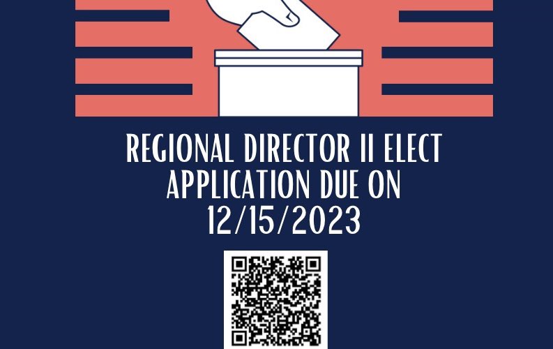 Applications are now open for the position of Region II RD Elect! Position description and application can be found using QR code or link in bio!