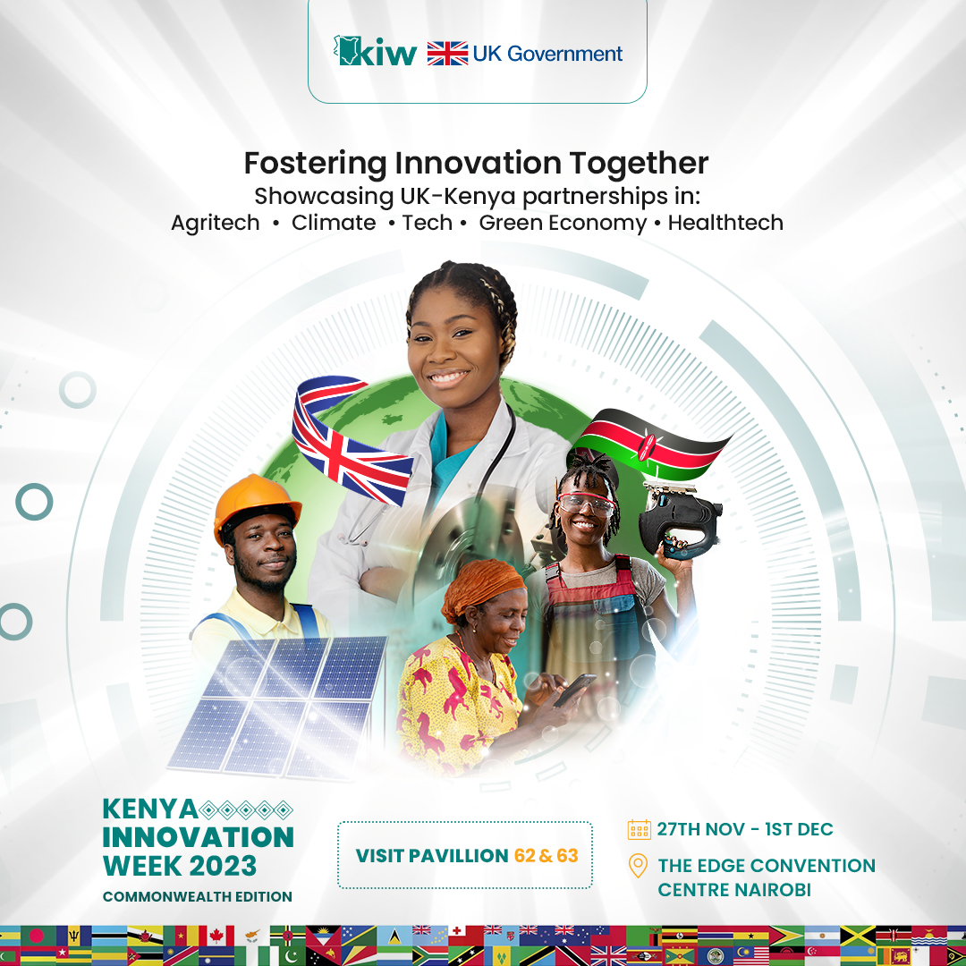 The Kenya Innovation Week💡Commonwealth Edition - is FINALLY here! #KIW2023 is showcasing 🇬🇧UK-🇰🇪Kenya partnerships in agri-tech, climate tech, green economy, health tech, strengthening innovation and growing start-ups. Come talk to us at the 🇬🇧UK Pavillion (No. 62 & 63).