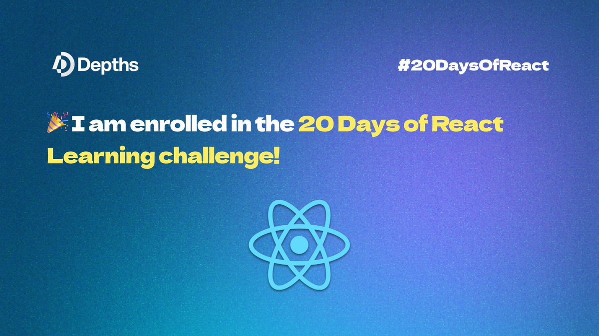 NTUI_RAOUL_NTUI's tweet image. 🎉 I am enrolled in the 20 Days of React Learning challenge!

On the react 20 Days, I will be reading 3 learning reasources each day curated by @maybeshalinii and
@TkwPeter and building mini React project.

Join me now at 
depths.so/events/20DaysO….

#20DaysOfReact