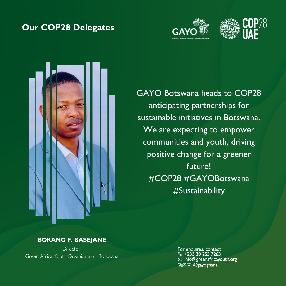 bbasejane2's tweet photo. Anticipation building! Excited to be part of this transformative event in Dubai. Joining forces for a sustainable future! 🌱✨ #CantWait #sustainabilityjourney #actnow 💚🇧🇼 https://t.co/EeyTiw6a5h