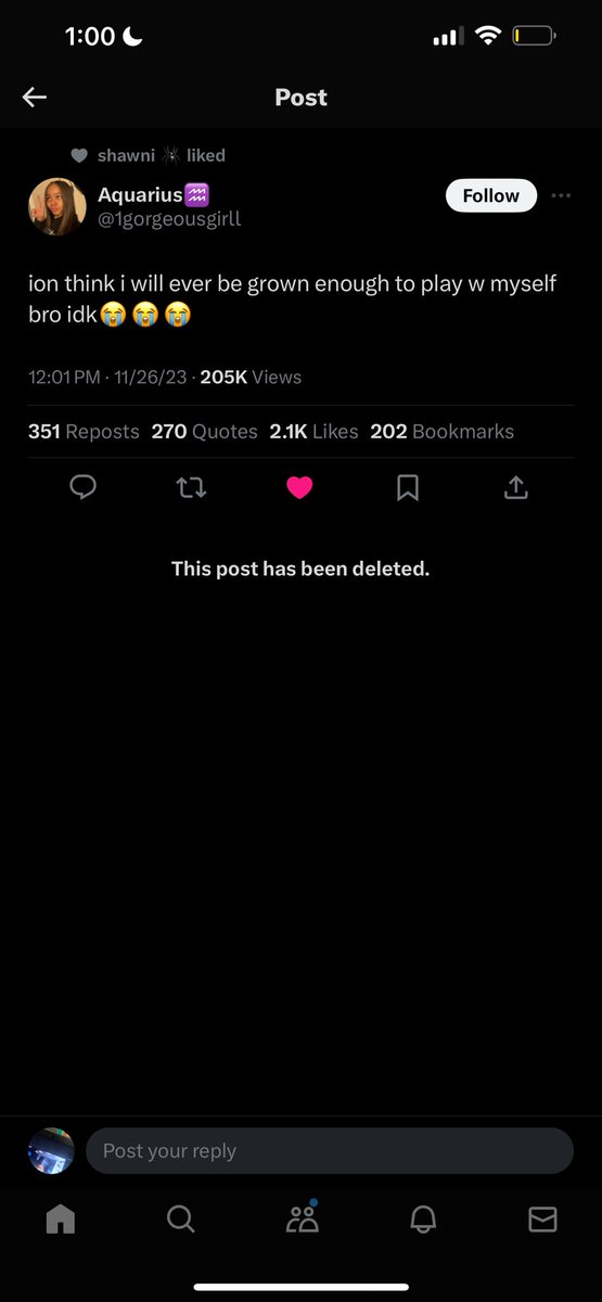 this some real shit ionk why she delete it