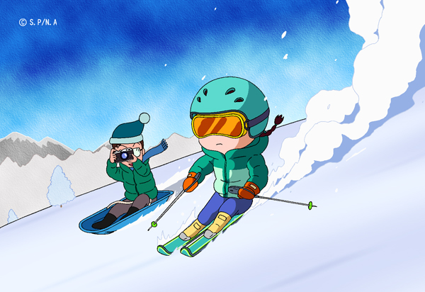 まるゆる 冬休み、スキーに挑戦するよ😊 かっこよく滑れたらいいんだけどなぁ