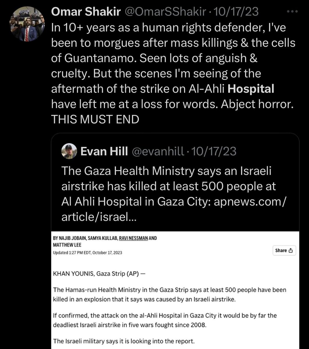 IsraelWarRoom's tweet image. Weird, that’s not what @OmarSShakir told me happened