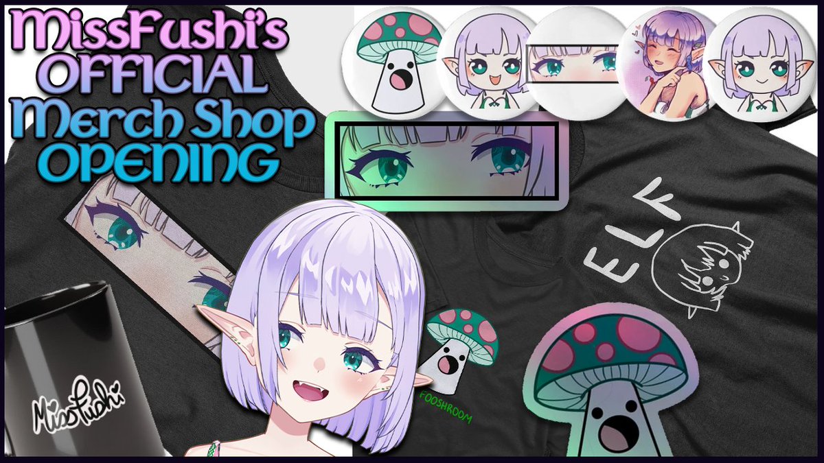 I have joined @FourthwallHQ to open my very FIRST merch shop! Featuring artwork by me and @chinchilladas, and priced well so you can support me without breaking the bank. I tried to make the designs look wearable yet still plenty of Fushi energy! -> missfushi-shop.fourthwall.com <-