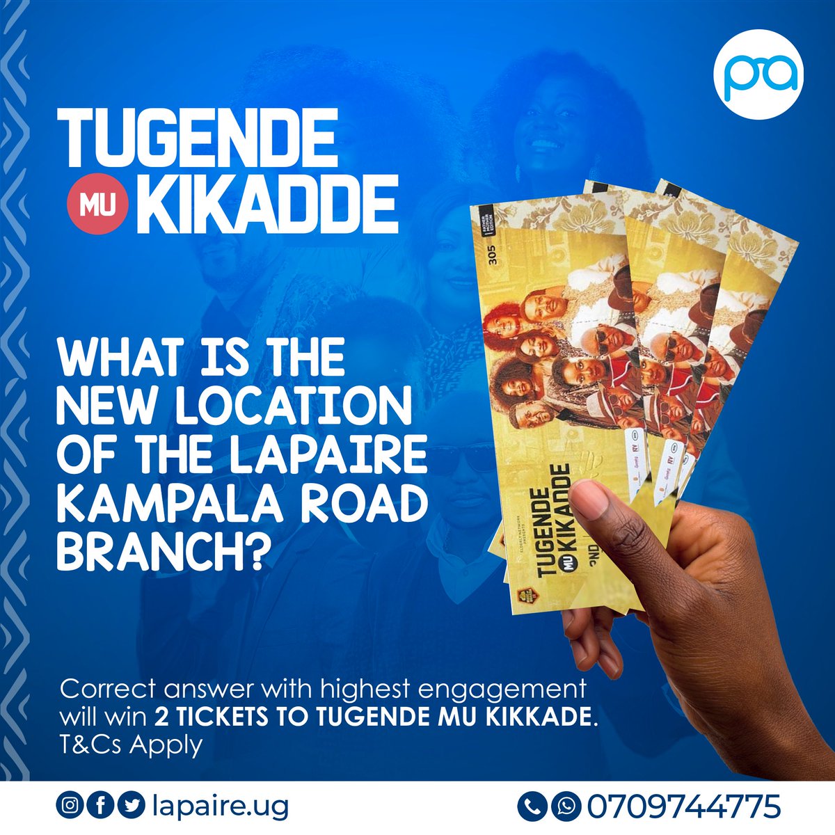 Win two tickets to this weekend's #TugendeMuKikkade show &amp; watch the Ngoni, Qute Kaye, Mariam Ndagire, etc!

Answer the question in our comment section, use hashtag #GetLapaired. 

The correct answer with the highest engagement will win!

Winner will be announced at 4pm!