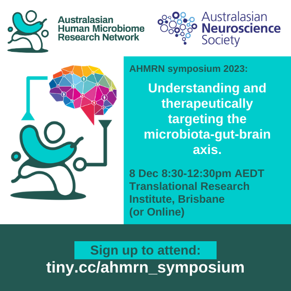 Just two more weeks until our #AHMRN symposium! This yearly satellite meeting for ANS has been a huge success. Don't miss your chance to learn more about the #gutbrainaxis and to meet fellow microbiome scientists from around Australia - register at tiny.cc/ahmrn_symposium