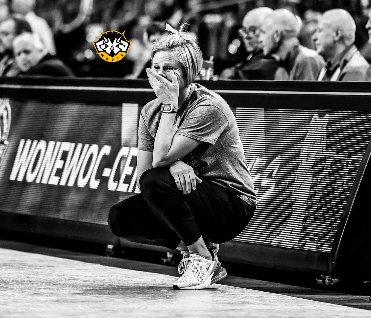 NBGX3Media's tweet photo. 11-4-23 Wonewoc-Center volleyball coach Nikki Justman is overcome with emotion as her team closes in on the Division 4 state title in the waning moments of the fifth set against Newman.
#wcwolves #wisvb https://t.co/hVO5zUSJid