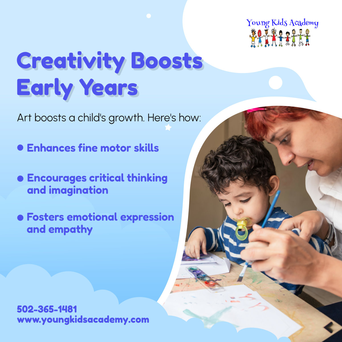 Embrace the vibrance of art and creativity. Infusing art in early childhood is more than just a fun activity; it significantly contributes to their development.

#ChildCreativity #LouisvilleKY #ChildCare