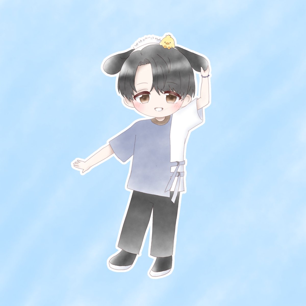 Carrot608's tweet photo. ポチャッコのカチューシャもコラボアイテムも全部かわいい💙🐶🐾
#伊東健人 #LiNoH https://t.co/brlIO36xHb