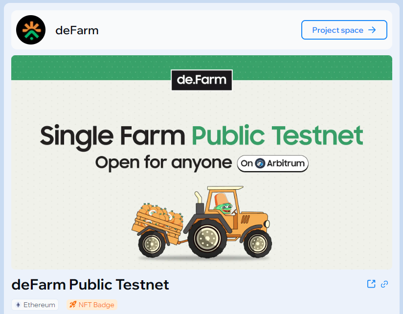 CryptoDaily93's tweet photo. 🔝[DEFARM TESTNET] [STEP-BY-STEP GUIDE]

Testnet là mảnh đất màu mỡ cho người mới trong crypto kiếm thu nhập mà không tốn phí. Bài viết này sẽ hướng dẫn tham gia testnet DeFarm (@defarm_ETH) để tìm cơ hội airdrop.

Xem thêm chi tiết 👇

#Testnet #Airdrop #DeFarm
-----------------------------------------------
Tổng quan về DeFarm:

⭐ Mang đến thuật ngữ mới Social Trading, kết hợp mạng xã hội và social investing. Tiếp cận và đầu tư OnChain dễ dàng với giao diện và quy trình đơn giản.

⭐ Nhận khoản đầu tư từ K300 Ventures, deFarm dự kiến mainnet vào Q4/2023 trên Arbitrum, Optimism, Ethereum..

⭐ Dự án sẽ ra mắt token DEF trong tương lai, người dùng kiếm token bằng hoạt động trên nền tảng testnet.

Hướng Dẫn Tham Gia Testnet:

Bước 1️⃣: Đăng nhập vào deFarm

• Truy cập https://t.co/Sx3D48pvEl và chọn "Connect Wallet" để kết nối với ví Metamask, Coinbase Wallet hoặc Wallet Connect.
• Chuyển mạng sang Arbitrum Goerli và ký giao dịch để hoàn tất đăng nhập.

Bước 2️⃣: Faucet $USDC Testnet

• Truy cập: https://t.co/6xd82vU3qL
• Kết nối ví và chuyển mạng sang Arbitrum Goerli.
• Chọn faucet $ETH làm phí gas và  để giao dịch.
Bước 3️⃣: Giao dịch trên deFarm

• Truy cập giao diện testnet của deFarm để tạo Farm hoặc đầu tư vào Farm của người khác. 
• Để nhận airdrop cao hơn, làm cả 2 bước và sử dụng tiền faucet hàng ngày.
Bước 4️⃣: Gửi phản hồi cho deFarm

• Truy cập: 
• Gửi phản hồi về lỗi hoặc trải nghiệm của bạn với deFarm trong testnet.

Bước 5️⃣: Claim NFT Badge

• Truy cập: 
• Hoàn thành nhiệm vụ.
• Nhận phần thưởng Soulbound Badge.

Hy vọng qua bài viết này mọi người trải nghiệm dự án dễ dàng và nhận airdrop trong tương lai!
-----------------------------------------------
🫶 Cám ơn bạn đã đọc! 

❤️ Nếu bạn yêu thích bài viết này, đừng ngần ngại nhấn like, retweet và để lại ý kiến của bạn trong phần bình luận.   

🔔 Hãy bật chuông thông báo để cập nhật tin tức mới nhất từ thế giới tiền điện tử.