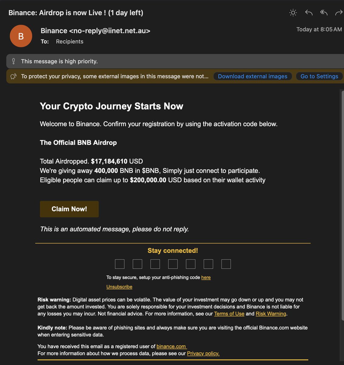SCAM ALERT!!
#Binance