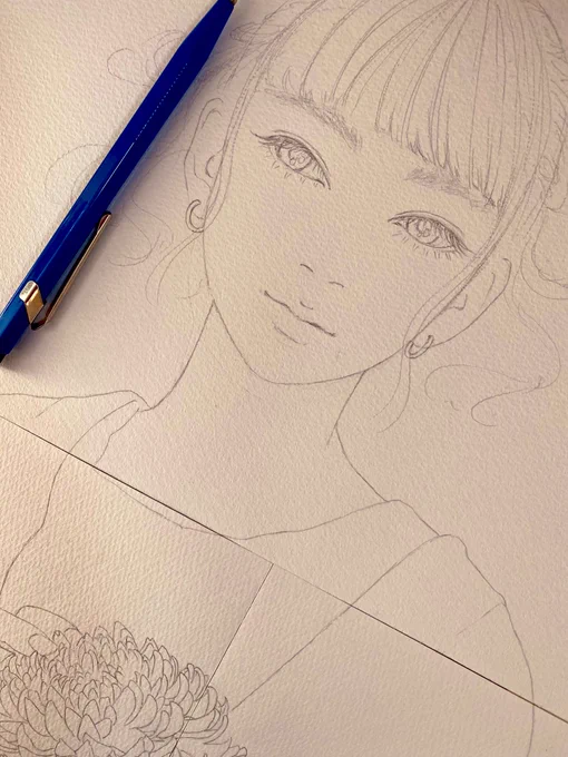 ちょっと描けた楽しい(';Д;`)正月絵に出来たら良いなぁ完成するのか??#絵#wip 
