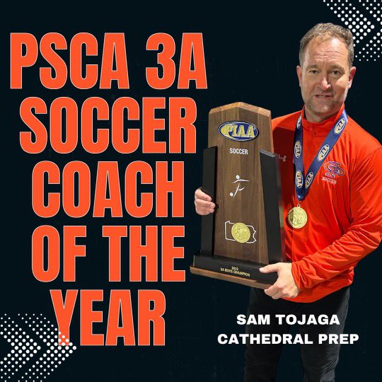 Congrats to our leader <a href="/TojagaSamSoccer/">Sam Tojaga</a> and the Prep Soccer program for a very well deserved honor! 
🏆🥇⚽️🧡🖤🐏#PAstatechampions #coachoftheyear