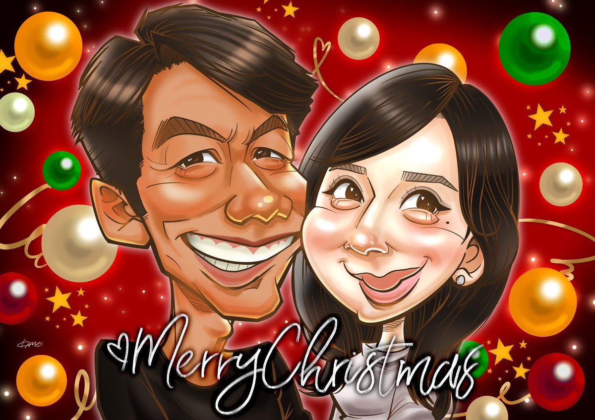 signedpop's tweet photo. 完成！

#カリカチュアジャパン  #似顔絵
#反町隆史　#松嶋菜々子　#SHISEIDOMEN
#クリスマス https://t.co/BQgEPWi8oc