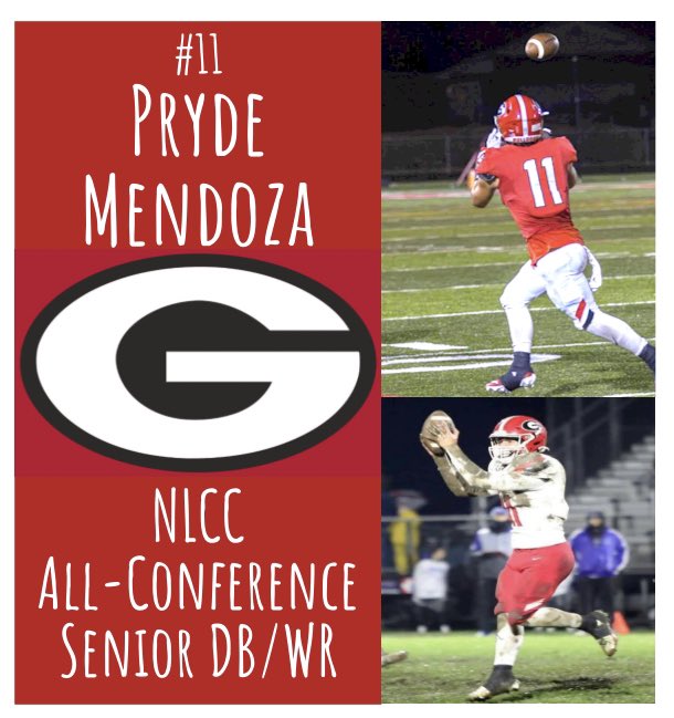 Congratulations to Pryde Mendoza (Sr. DB/WR/ATH) NLCC All-Conference selection! Team Captain, 2X All-Conference selection, 2022 All-Area honorable mention (RB/DB). Versatile 2 way player who contributed to our team’s success. Way to go Pryde! 
#FamilyEffortAttitudeDiscipline