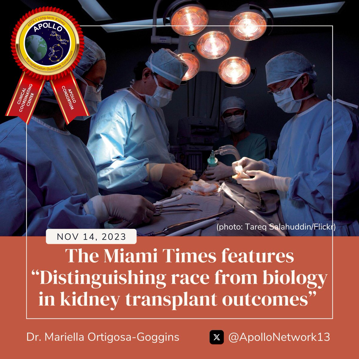 ApolloNetwork13's tweet photo. 🙌🏾Congratulations @ApolloNetwork13 CC11 CoPI Mariella Ortigosa-Goggins for outstanding @TheMiamiTimes OpEd article📰👏🏽
🙏🏾for informing the community &amp; shedding light on the crucial topic of distinguishing race from biology in #KidneyTransplant outcomes💡
➡️https://t.co/TJcFuxPiK2 https://t.co/24PVtsW177