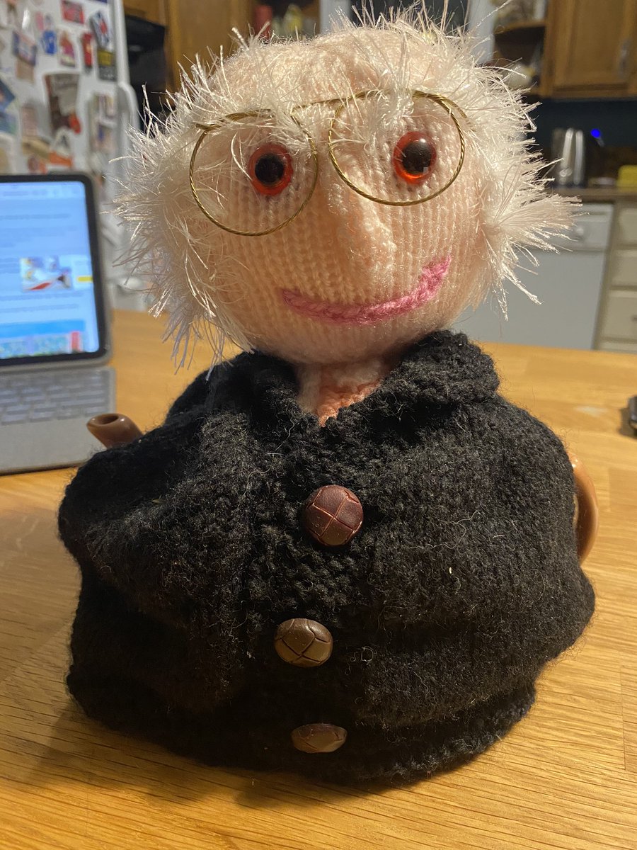 Hannah_TFC's tweet photo. My new tea cosy of @PresidentIRL Michael D Higgins, looks an awful lot like @curb_david  Larry David???? https://t.co/eg0ii4xVAA