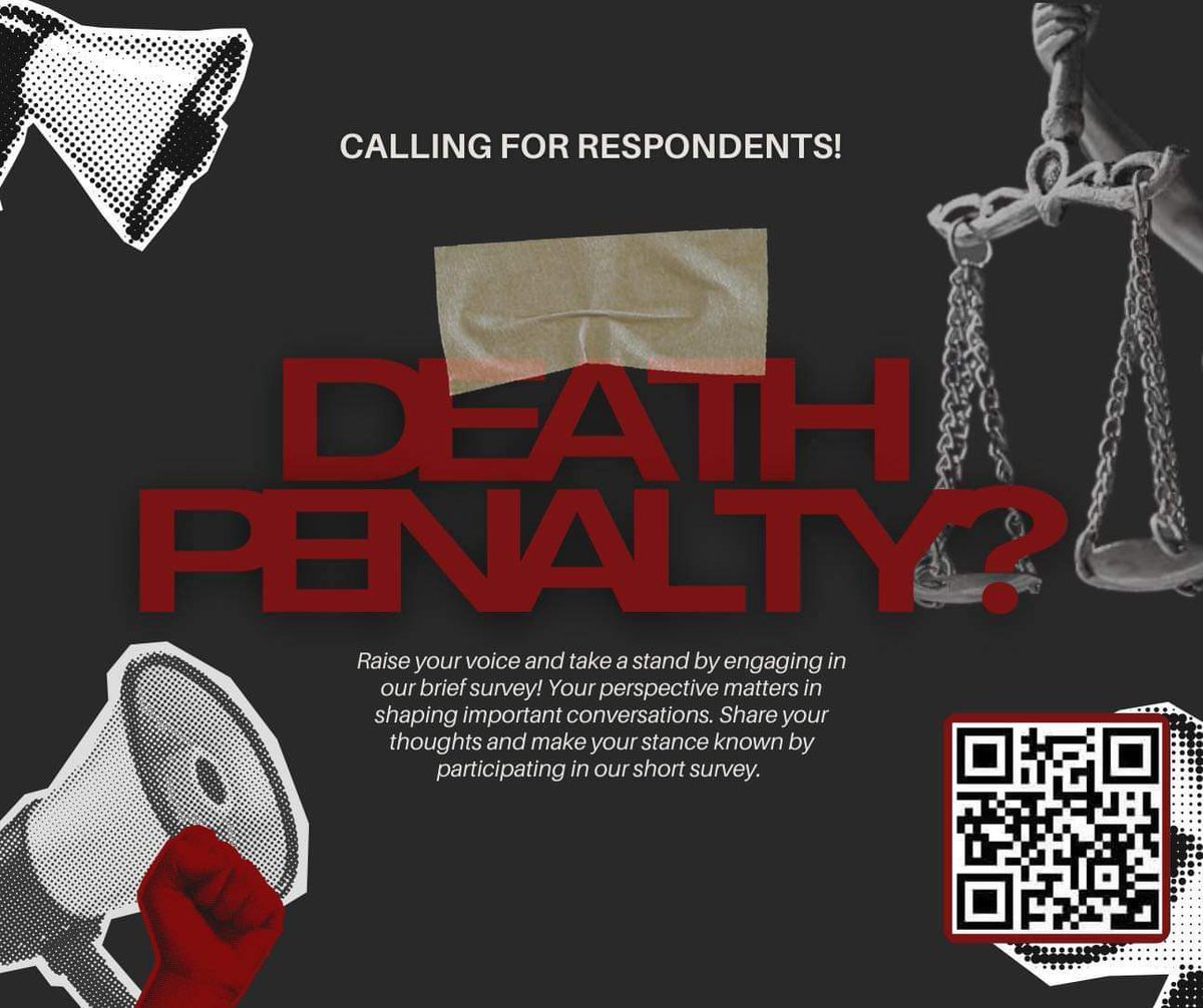 rayascart's tweet photo. Hello! 

We are conducting a survey regarding the implementation of death penalty in the Philippines. Answering the survey below will guarantee you a spot in the raffle of ₱150!!!

Google Forms Link: https://t.co/Q2FW433qrV…

or you can scan the qr! https://t.co/3J93UIAEBO