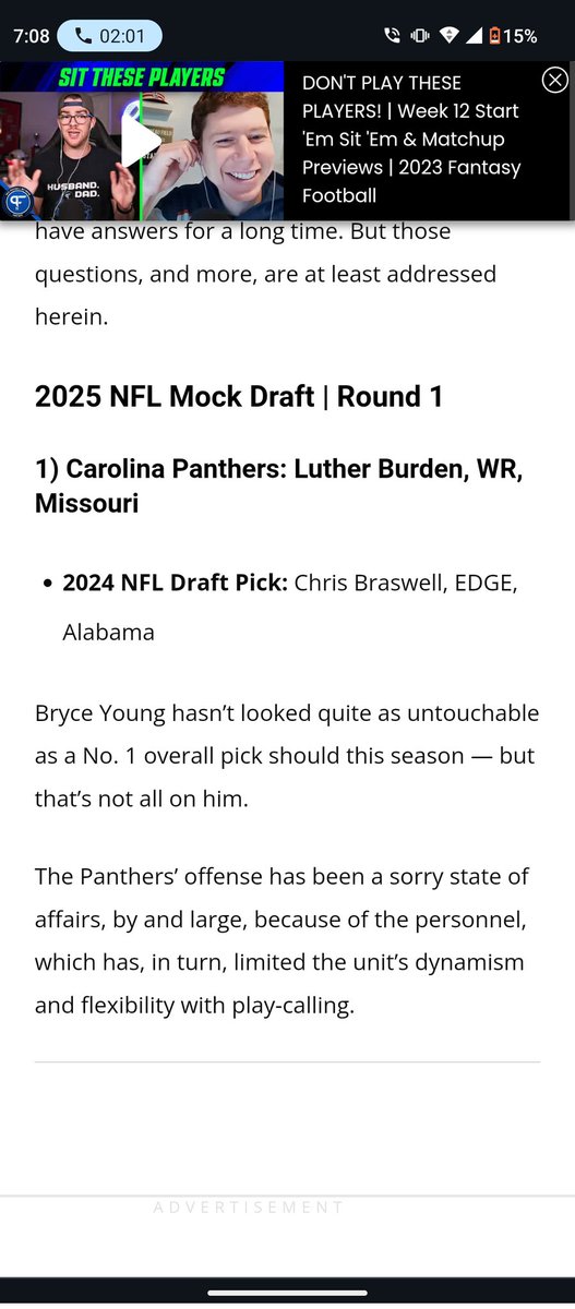 ShowMeFB's tweet photo. PFF currently has Luther Burden as the projected No. 1 overall pick in 2025 https://t.co/aL4caYfwtS