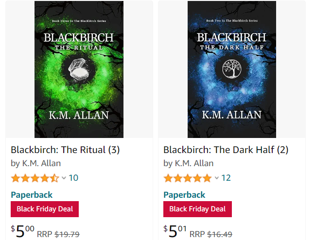 KMAllan_writer's tweet photo. While #Blackbirch: The Collector is out now in Australia, if you're not up to the 4th book, catch up with 1-3 now. #AmazonAU have the #paperbacks of 2 & 3 as #BlackFriday deals for only $5!
https://t.co/n3nKAJaUuO
...
#ReadingCommunity #WritingCommunity #YAseries https://t.co/gaT4ZQuF4z