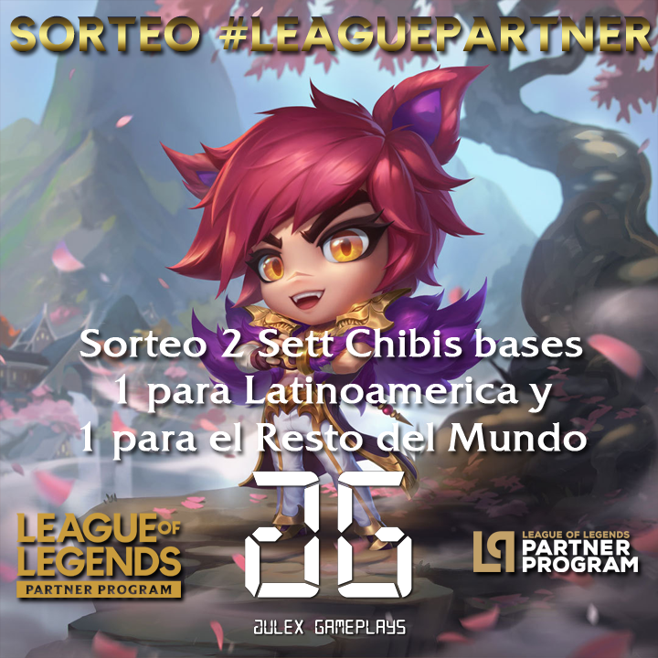 Julex_Gameplays's tweet photo. SORTEO 2 Sett Chibis bases para TFT
-1 para LATAM, LAS o LAN
-1 para el Resto del Mundo

✅Seguime
❤️Like al Twit
🔁Retwittear
🌎Indica servidor (NA, Brasil, EUW, etc)
💬Comentar #LPP
👥Etiquetar 1 amigo min.

Fecha:
🗓️30 de Noviembre

🍀¡SUERTE!

#LeaguePartner #ChibiSett https://t.co/k5RiceIun6