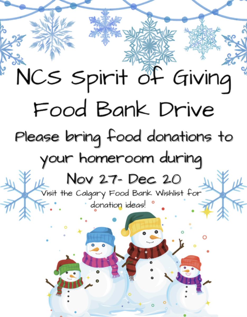 Nose Creek Kodiaks (@nckodiaks) on Twitter photo ❄️ Nose Creek School’s Spirit of Giving Food Bank Drive begins this week! Please see our advertisement below and thanks very much for your consideration and donations for our drive, Kodiaks! #kodiakpride #WeAreCBE <a href="/CBEArea3/">CBE Area 3</a> <a href="/yyCBEdu/">Calgary Board of Education</a> ❄️ Nose Creek School’s Spirit of Giving Food Bank Drive begins this week! Please see our advertisement below and thanks very much for your consideration and donations for our drive, Kodiaks! #kodiakpride #WeAreCBE <a href="/CBEArea3/">CBE Area 3</a> <a href="/yyCBEdu/">Calgary Board of Education</a>