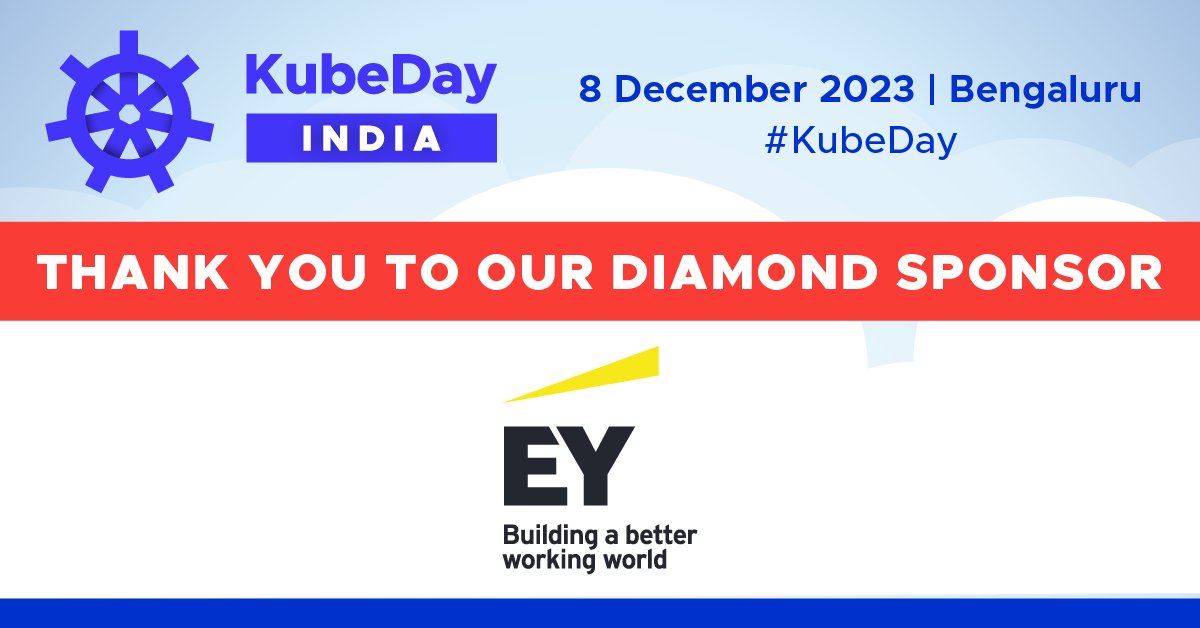 Thank you to our KubeDay India diamond sponsor, @EYnews! Join us on 8 December in Bengaluru for a jam-packed day of learning and networking while growing together as a #Kubernetes and #CloudNative community. See you there! Register now: hubs.la/Q01-gwcK0. #KubeDay #K8s