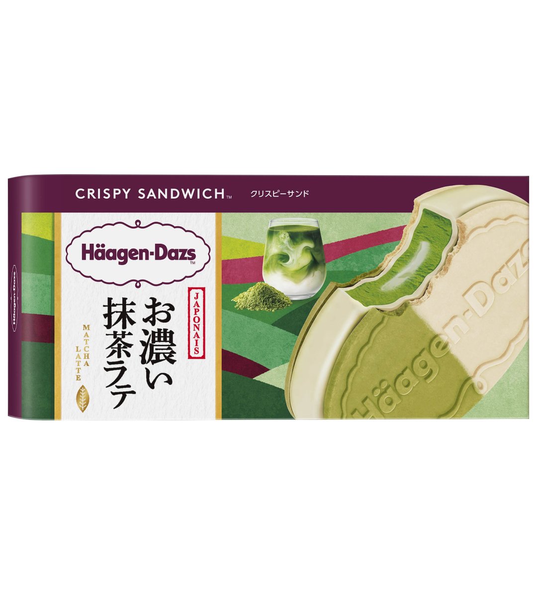 fashionpressnet's tweet photo. ハーゲンダッツの新作「ジャポネ クリスピーサンド お濃い抹茶ラテ」2色ウエハースで濃厚抹茶アイスをサンド、全国のセブン‐イレブン限定で https://t.co/ELzZCRm2Yw https://t.co/vMNfpwuA9C