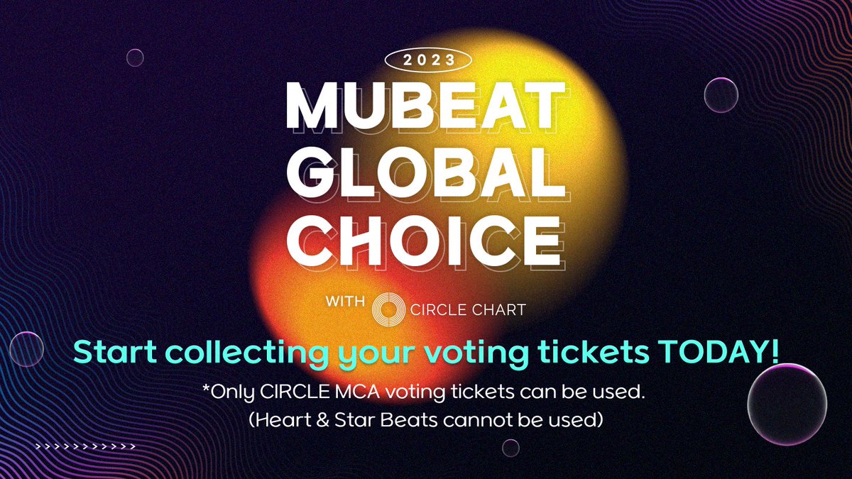 #Mubeat Global Choice Awards 🏆 with CIRCLE CHART MUSIC AWARDS 2023 Voting tickets can now be obtained!! Are you guys ready to collect your voting tickets everyday?😉 Come visit Mubeat to obtain your tickets now👇 🔗 mubeat.page.link/CIRCLE2023 #CCMA #CIRCLECHART #CIRCLEMCA…