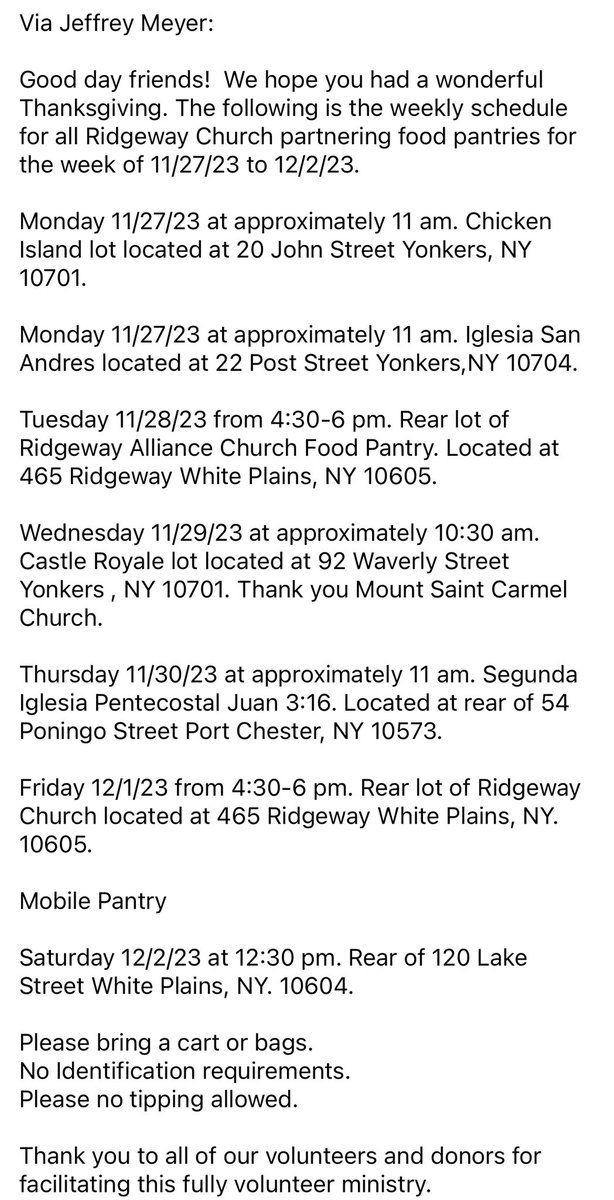 #FoodDistribution
#Yonkers
#WhitePlains
#PortChester