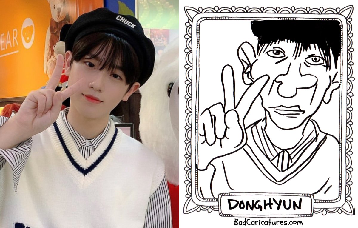 BadCaricatures's tweet photo. I'm sorry, Donghyun. I messed up your nose. And I can't draw hands for the life of me. Please don't be upset. You don't really look like this. No refunds. https://t.co/c04qkL6Ifm