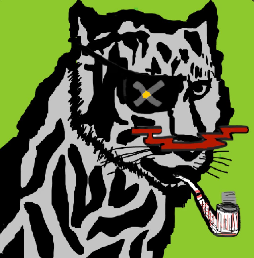 opensea.io/collection/tig…
Tiger With Attitude LA #211
These tigers embrace the pirate style, casually enjoying a pipe while keenly smelling their next prey.