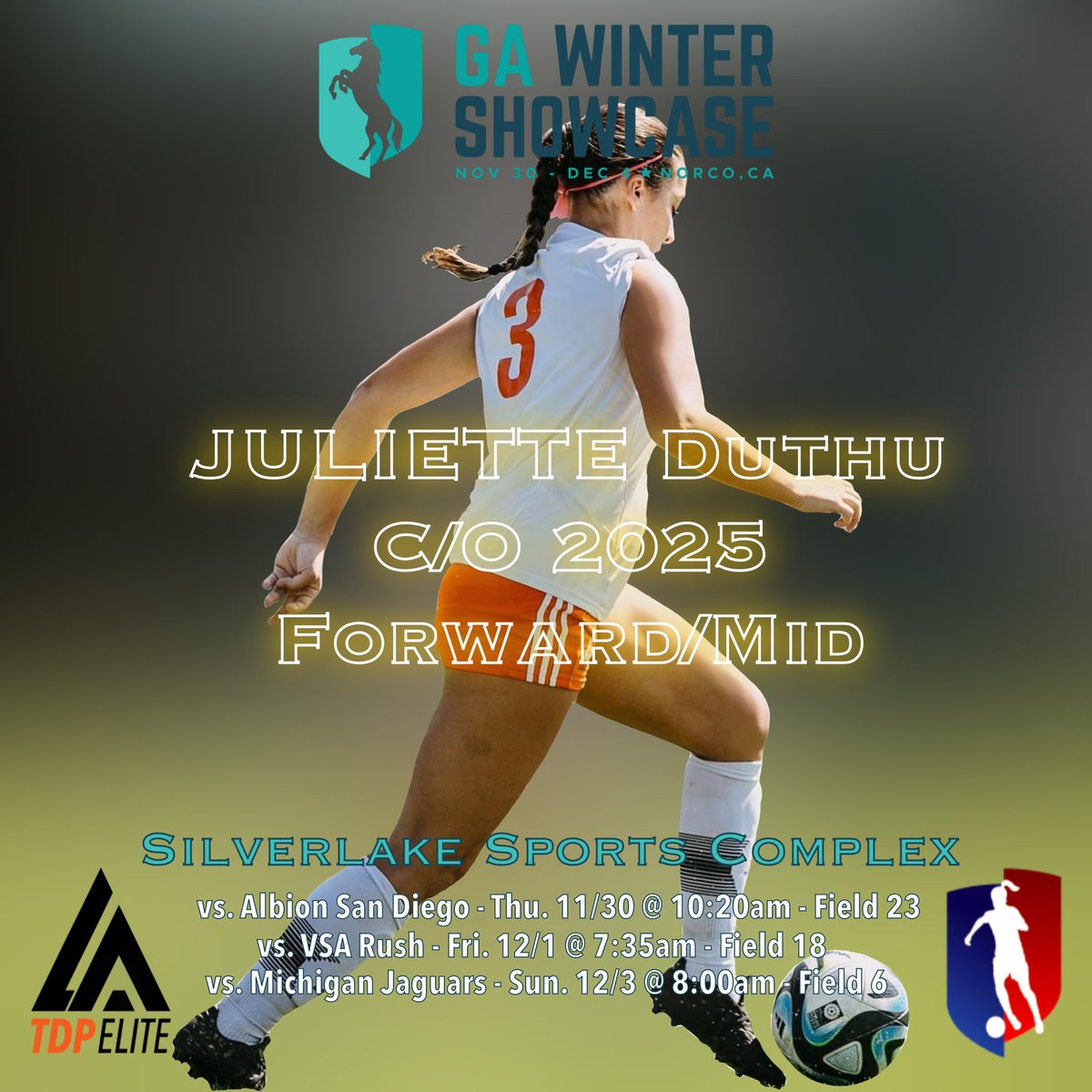 JulietteDuthu's tweet photo. 3 days until we kick off @GAcademyLeague Winter Showcase and I couldn’t be more excited! Looking forward to what awaits! @LATDPElite @LSASoccer @ImYouthSoccer @SoccerMomInt @TopDrawerSoccer https://t.co/oGwQtqRDAP