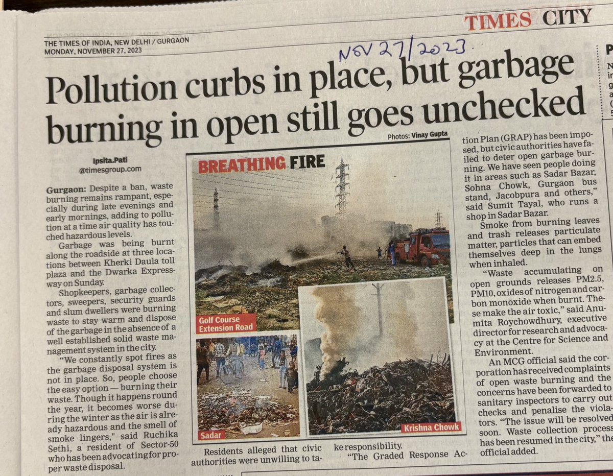 @byadavbjp @mansukhmandviya 
@mlkhattar @Rao_InderjitS 
@CAQM_Official @CPCB_OFFICIAL @DC_Gurugram 

Waste burning-a rampant practice Gurgaon,Faridabad,Manesar. 

Pollution load -a #healthburden thru the yr

It's a #healthemergency- #stampoutwasteburning 

@IpsitaTOI @TOIGurgaon