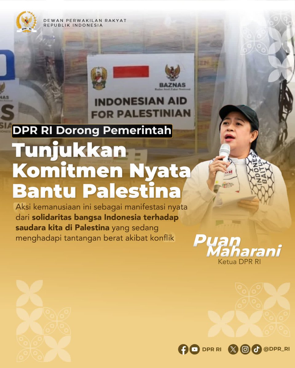 Pasca Hamas dan Israel mengumumkan gencatan senjata dan pembebasan sandera di Jalur Gaza, #PimpinanDPR Puan Maharani menyambut baik pengiriman bantuan kemanusiaan dr Indonesia kpd rakyat Palestina.
Bantuan ini tdk sekedar materi, tp jg pesan moral &amp; dukungan bagi warga Palestina.