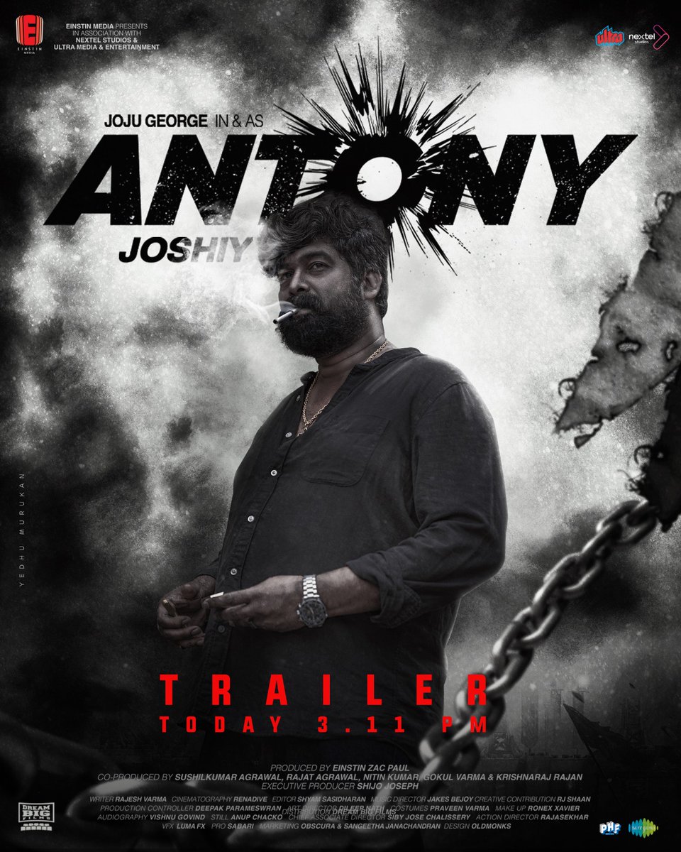 Trailer Today 3:11 PM
#ANTONY arrives on 1st December 2023  
<a href="/kalyanipriyan/">Kalyani Priyadarshan</a> #jojugeorge <a href="/JxBe/">Jakes Bejoy</a> @mediaeinstin <a href="/saregamasouth/">Saregama South</a>  #kalyanipriyadarshan <a href="/zacpisce/">Einstin Zac Paul</a> <a href="/jsujithnair/">Sujith J Nair</a>