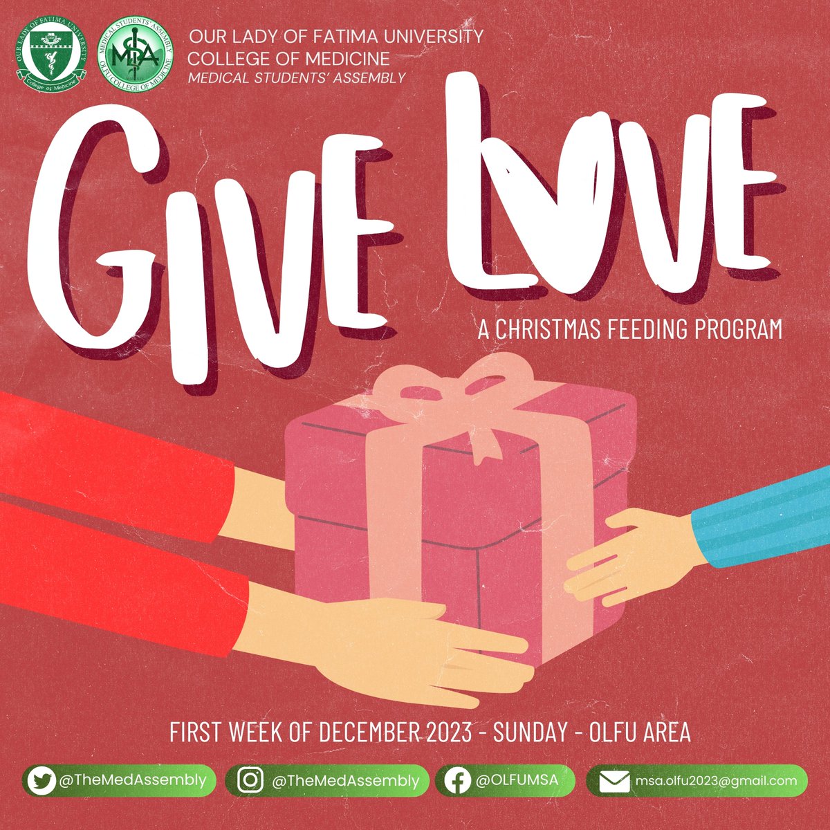 TheMedAssembly's tweet image. We are delighted to extend our warmest greetings to you on behalf of MSA. As the holiday season approaches, we are pleased to announce our upcoming Christmas Feeding Program for the street elderly and kids. For more details, see: facebook.com/OLFUMSA/posts/…