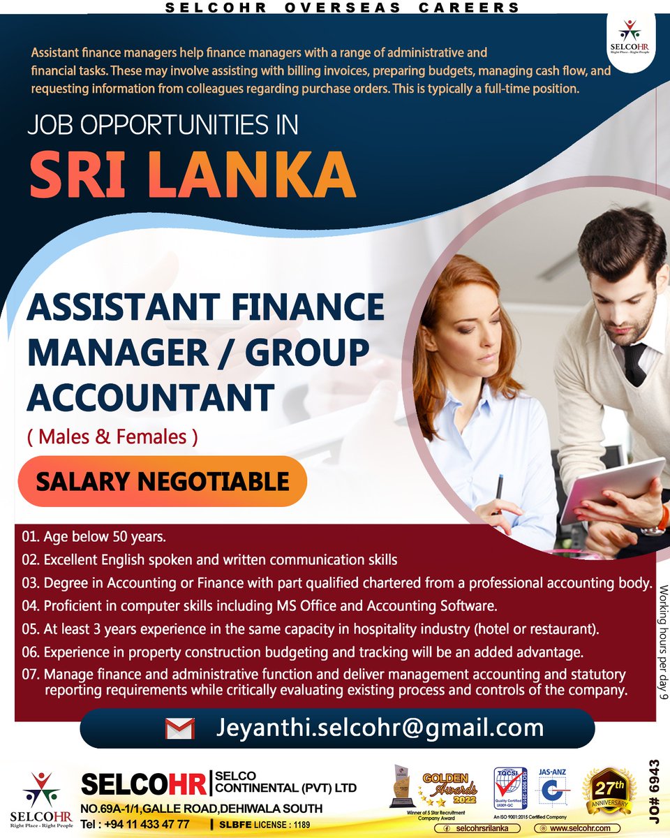 SelcoHR's tweet photo. Please go to the below link and provide your details, Our Staff will contact you shortly.
👉👉👉 https://t.co/8lf5bMyPQR
'
'
SelcoHR JO# 6943 - Sri Lanka https://t.co/005vkTjWVs