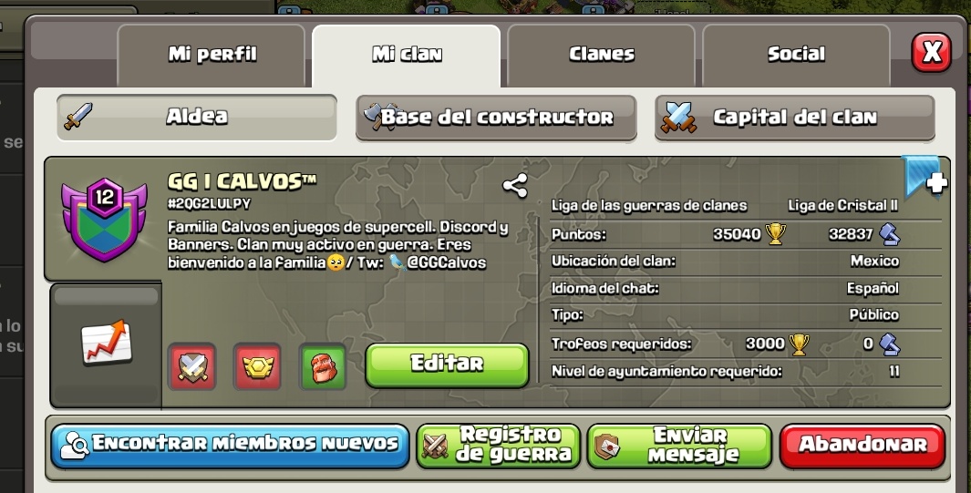 Hay espacios en GG I CALVOS en Clash Of Clans!

Se viene liga y buscamos TH11 max o TH12 en buen nivel que quieran entrar y que sean activos.

Manden solicitud al clan o mandenme MD con su tag.

Tag del clan: 2QG2LULPY

RT SE AGRADECE🔁❤