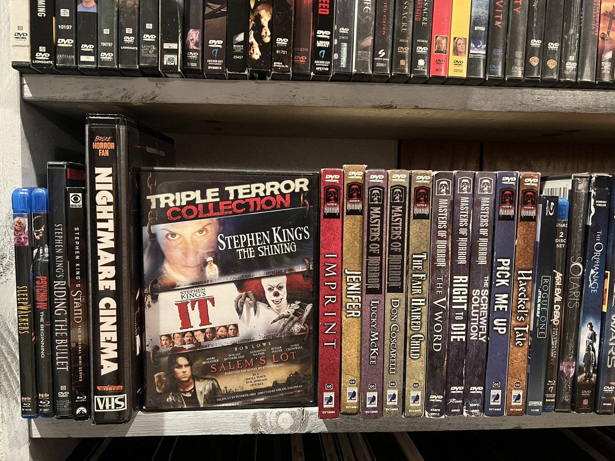 DarthDuff's tweet photo. Working on collecting all of your films. I let someone borrow Nightmare Cinema on DVD so I need to re-buy that.
My goal is to build and fill a shelf unit with DVD’s every month. I had always wanted my own video store and figured now is the time. #MonthOne @MickGarrisPM https://t.co/r1ZHVOrLzB