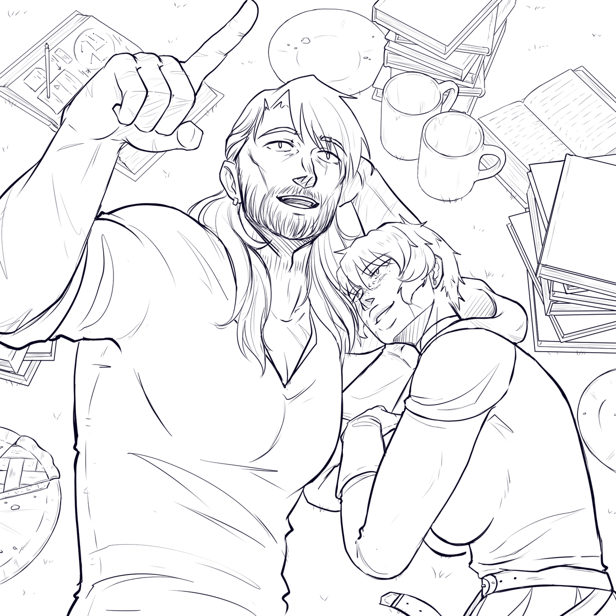 roman_machine's tweet photo. 2022's birthday sketch I attempted to do clean lineart for but gave up after the background items: https://t.co/KVqW0fbXbK